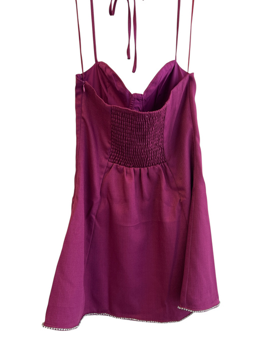 Le Lis Size Medium Wine Polyester Blend Tie at Neck Side Zip Dress Wine / Medium