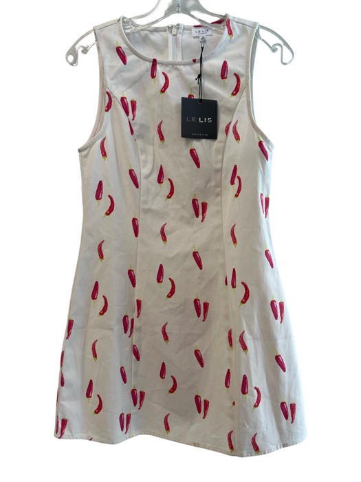 Le Lis Size Small White, Red, Green Cotton Sleeveless Round Neck Back Zip Dress White, Red, Green / Small