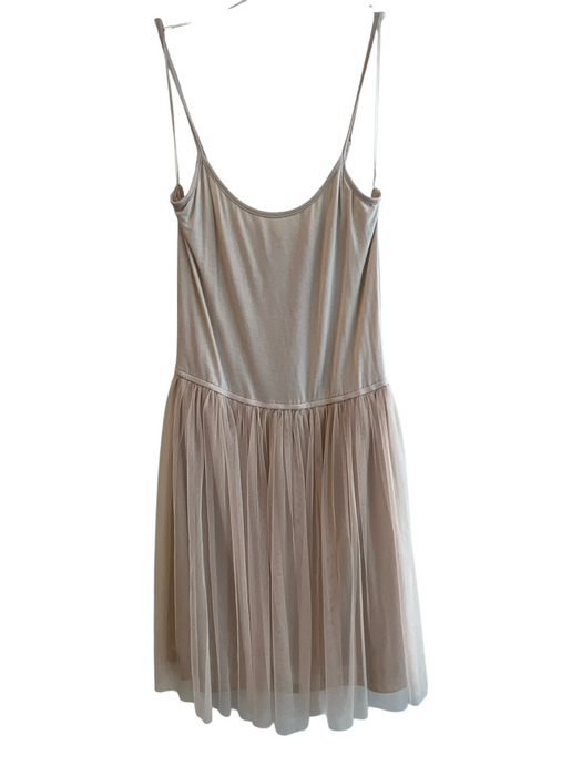 Mystree Size Medium Beige Rayon Blend Adjustable Spaghetti Straps Tulle Dress Beige / Medium