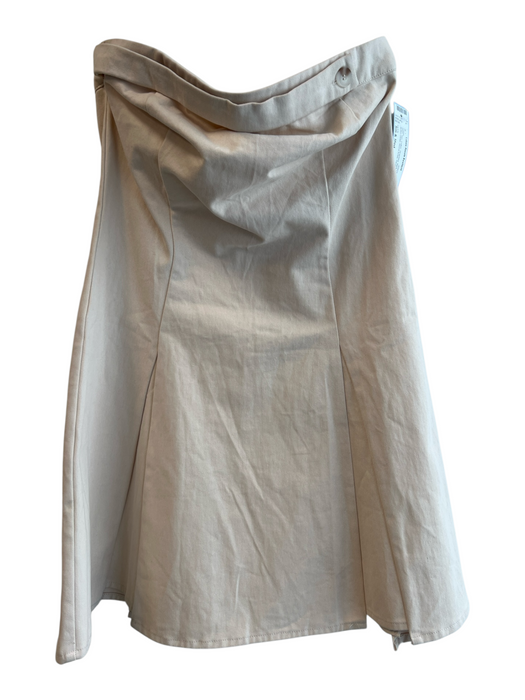 Le Lis Size Sm & Med Tan Cotton Strapless Back Zip Button Detail Dress Tan / Sm & Med