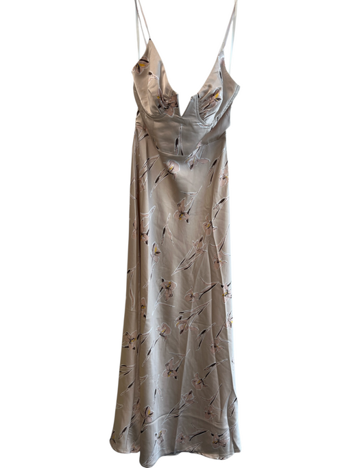 Selfie Leslie Size XS Beige, Pink & Brown Polyester Floral Back Zip Maxi Dress Beige, Pink & Brown / XS