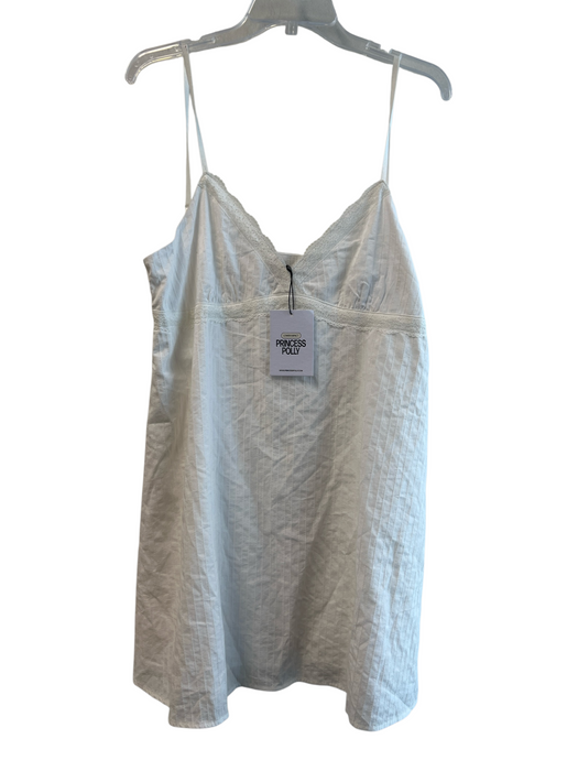 Princess Polly Size 12 White recycled cotton Adjustable Spaghetti Straps Dress White / 12