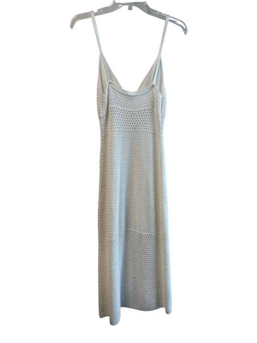 Wilfred Size Medium White Cotton Knit Spaghetti Strap Slit Maxi Dress White / Medium