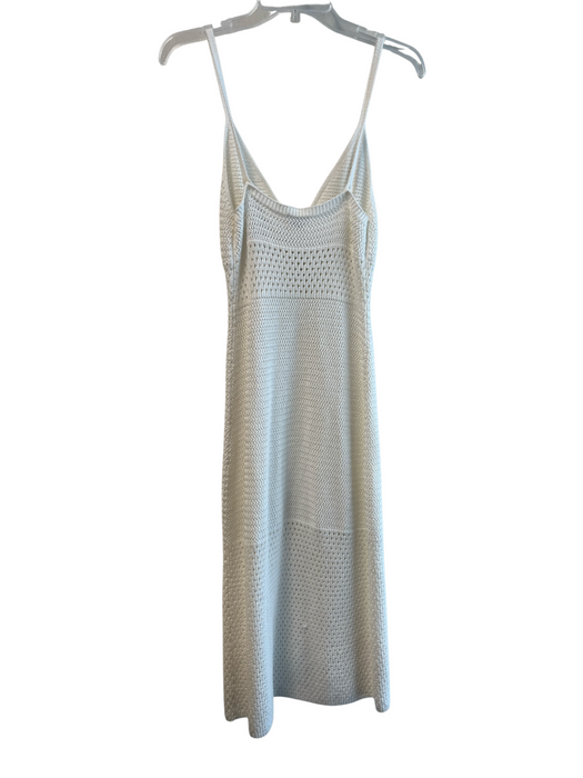 Wilfred Size Medium White Cotton Knit Spaghetti Strap Slit Maxi Dress White / Medium