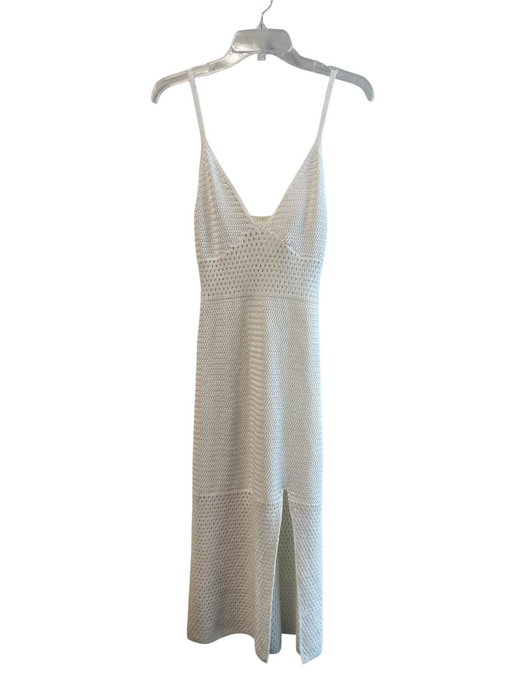 Wilfred Size Medium White Cotton Knit Spaghetti Strap Slit Maxi Dress White / Medium