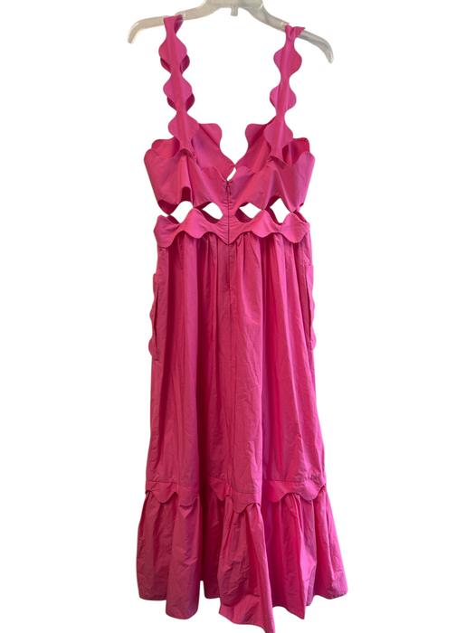 Farm Rio Size Medium Pink Organic Cotton Back Zip Scallop Detail Cut Outs Dress Pink / Medium