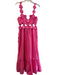 Farm Rio Size Medium Pink Organic Cotton Back Zip Scallop Detail Cut Outs Dress Pink / Medium
