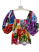 Farm Rio Size Small Orange, Blue & Multi Cotton Square Neck & Back Peplum Top Orange, Blue & Multi / Small
