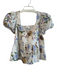 By Anthropologie Size Small White, Blue & Multi Cotton Square Neck & Back Top White, Blue & Multi / Small