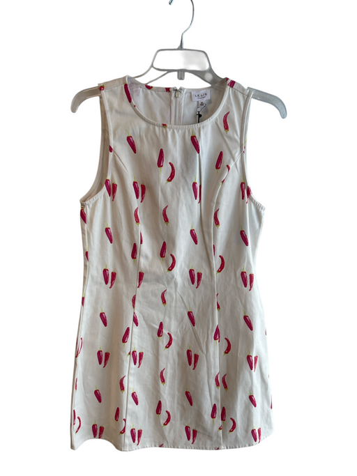 Le Lis Size Medium White & Red Cotton Sleeveless Back Zip Round Neck Dress White & Red / Medium