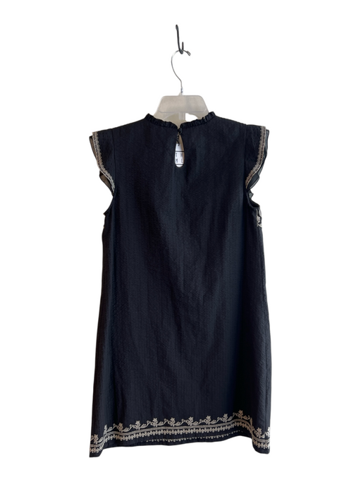 THML Size Small Black Polyester Lined GRAY TRIM Sleeveless Ruffle A line Dress Black / Small