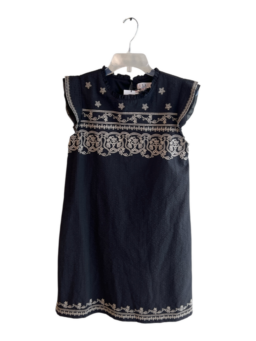 THML Size Small Black Polyester Lined GRAY TRIM Sleeveless Ruffle A line Dress Black / Small