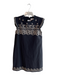 THML Size Small Black Polyester Lined GRAY TRIM Sleeveless Ruffle A line Dress Black / Small