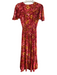 Abel the Label Size XS Red, Orange & Gold Rayon V Neck Stretch Waist Hi Lo Dress Red, Orange & Gold / XS
