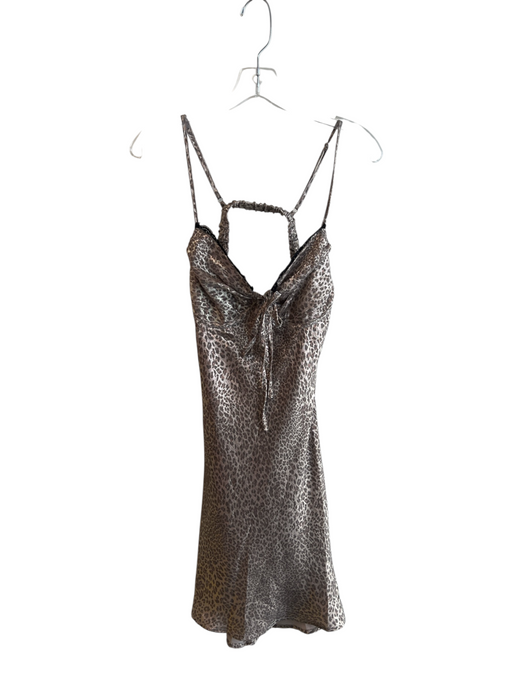 Le Lis Size Large Gray & Gold Polyester Lined Animal Print Draped Back Dress Gray & Gold / Large