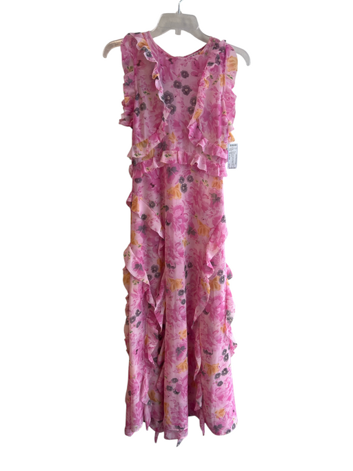 TCEC Size Sm & Med Pink & Multi Polyester Floral Sleeveless Back Zip Dress Pink & Multi / Sm & Med