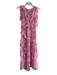 TCEC Size Sm & Med Pink & Multi Polyester Floral Sleeveless Back Zip Dress Pink & Multi / Sm & Med