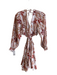Sam Edelman Size Medium White & Rust Brown Linen Blend V Neck & Back Dress White & Rust Brown / Medium