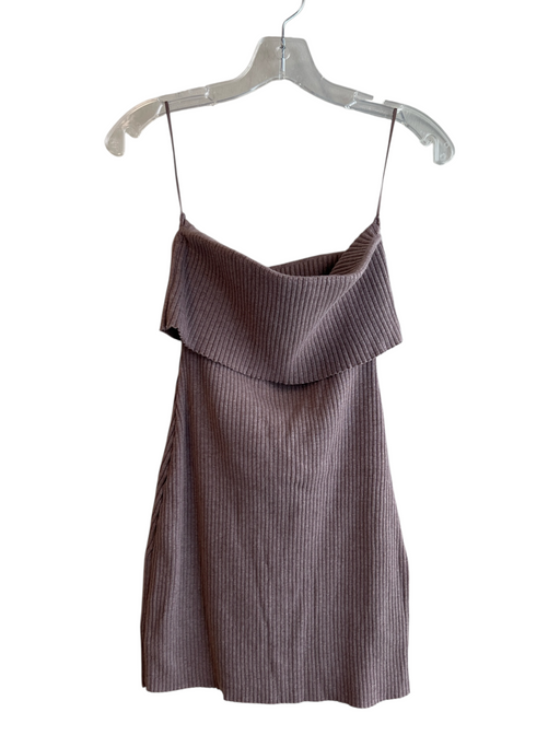 Le Lis Size Medium Taupe Rayon Blend Strapless Ribbed Above knee Body Con Dress Taupe / Medium