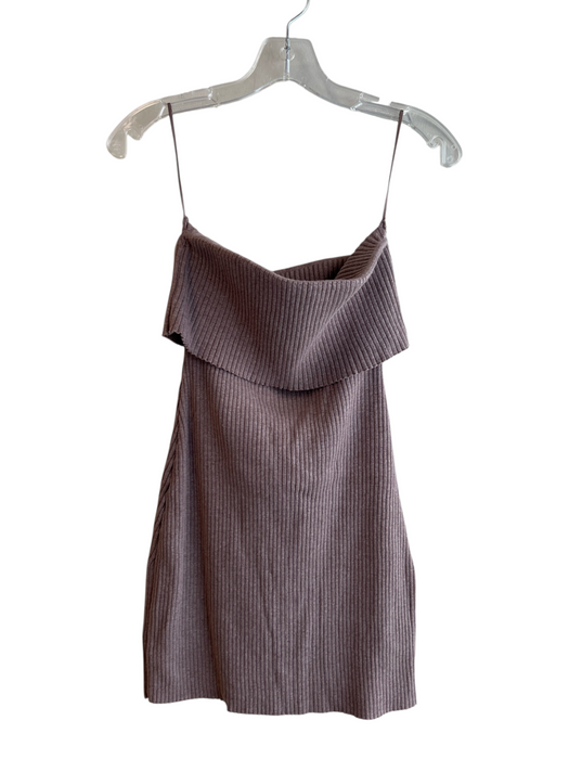 Le Lis Size Medium Taupe Rayon Blend Strapless Ribbed Above knee Body Con Dress Taupe / Medium