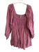 Free People Size L Mauve Cotton Gauze Square Neck Long Sleeve Dress Mauve / L