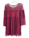 Entro Size S Maroon Polyester Round Neck Long Sleeve Sheer Detail Dress Maroon / S