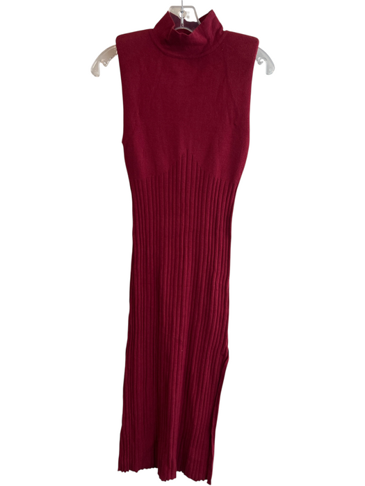 Le Lis Size XS Maroon Rayon & Nylon Mock Neck Shoulder Pads Sleeveless Dress Maroon / XS
