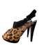 Stuart Weitzman Shoe Size 8 Black & Brown Calf hair Leopard Print Peep Toe Shoes Black & Brown / 8