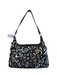The Sak Black & White Woven Top Handle Floral Silver Tone Hardware Zip Close Bag Black & White