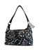 The Sak Black & White Woven Top Handle Floral Silver Tone Hardware Zip Close Bag Black & White