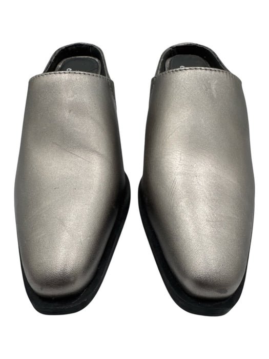 Free People Shoe Size 37 Silver Leather Upper Metallic Almond Toe Slip On Mules Silver / 37