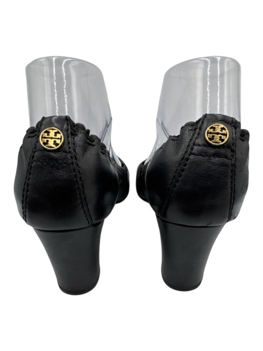 Tory Burch Shoe Size 7.5 Black Leather Upper Patent Toe Cap Scrunch Pumps Black / 7.5