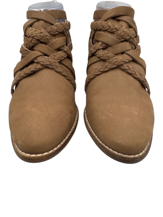 Seychelles Shoe Size 7.5 Dusty Brown Leather Upper Woven Detail Back Zip Booties Dusty Brown / 7.5
