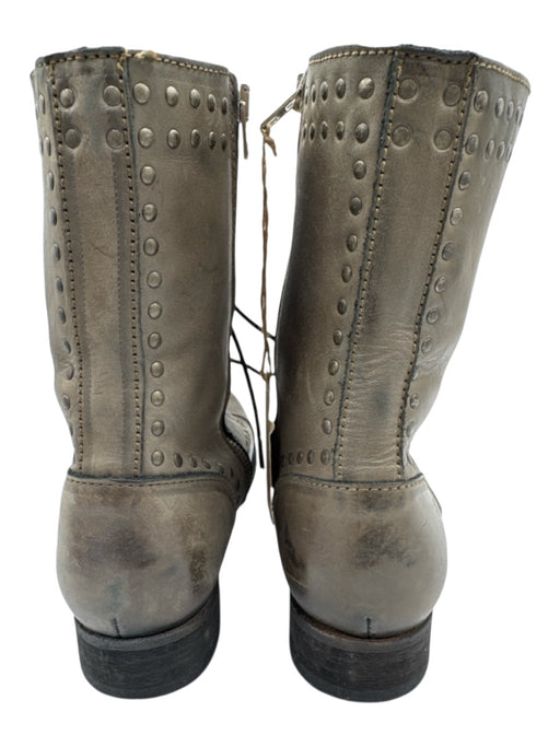 Diesel Shoe Size 36 Taupe Gray Leather Upper Stud Detail Lace Up Side Zip Boots Taupe Gray / 36