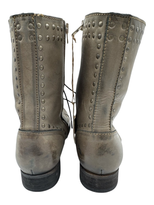 Diesel Shoe Size 36 Taupe Gray Leather Upper Stud Detail Lace Up Side Zip Boots Taupe Gray / 36
