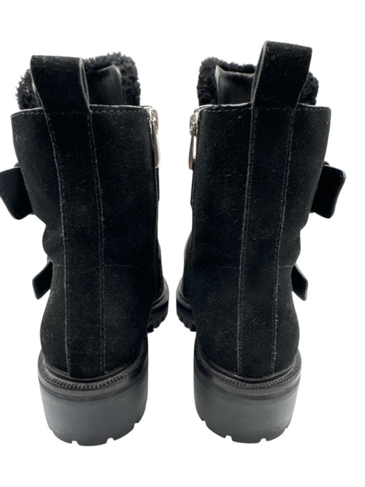 Paige Shoe Size 8 Black Leather Upper Shearling Detail Buckle Side Zip Boots Black / 8