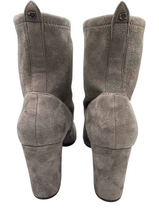 Coach Shoe Size 6.5 Gray Leather Upper Suede Sock Ankle Block Heel Boots Gray / 6.5