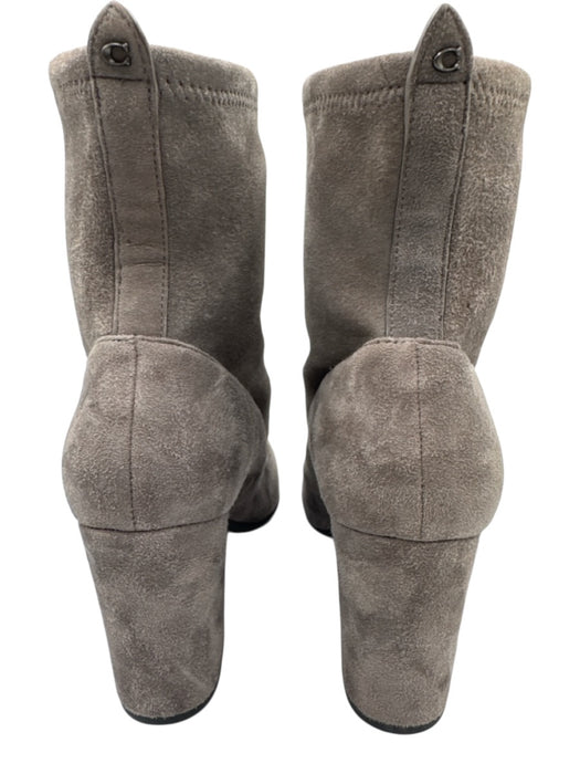 Coach Shoe Size 6.5 Gray Leather Upper Suede Sock Ankle Block Heel Boots Gray / 6.5