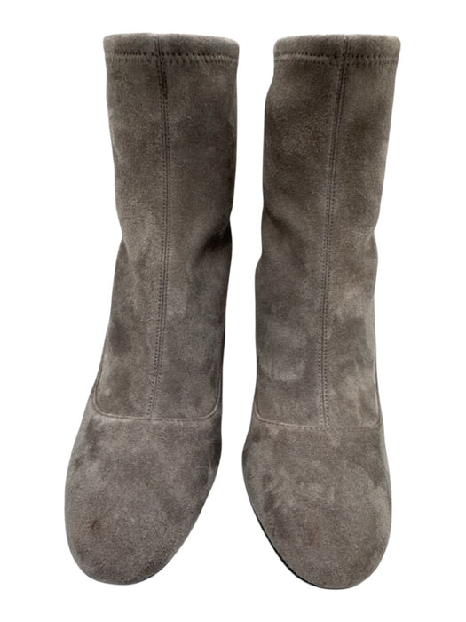 Coach Shoe Size 6.5 Gray Leather Upper Suede Sock Ankle Block Heel Boots Gray / 6.5
