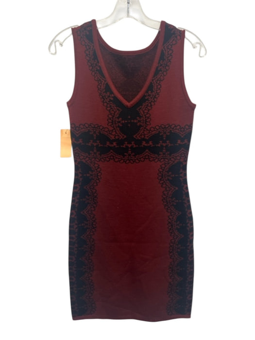 Carmen Carmen Marc Valvo Size S Red & Black Acrylic & Wool Sleeveless Knit Dress Red & Black / S