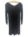 Norma Kamali Size M Black Polyester Blend Long Ruched Sleeve Scoop Neck Dress Black / M
