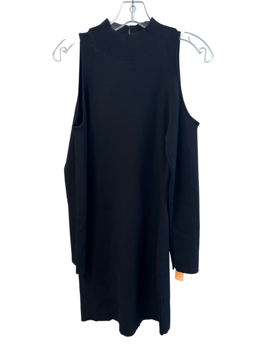 ASTR Size Large Black Viscose Blend Ribbed Knit Long Sleeve high neck Dress Black / Large