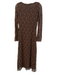 Zara Size Small Brown Polyester Lace Overlay Deep V neck Long Sleeve Dress Brown / Small