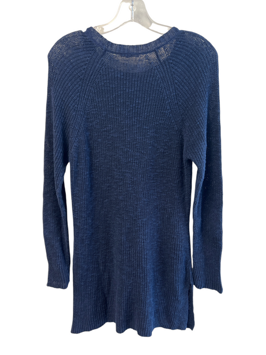 Eileen Fisher Size Small Navy Organic Linen Ribbed Knit Long Sleeve Sweater Navy / Small