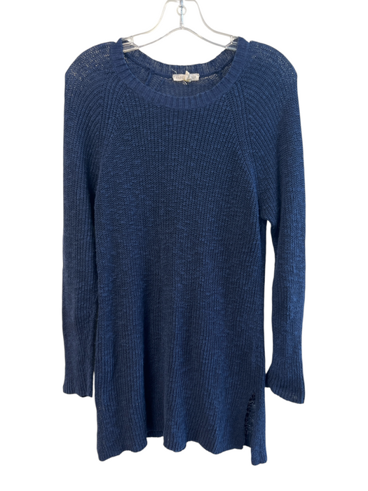 Eileen Fisher Size Small Navy Organic Linen Ribbed Knit Long Sleeve Sweater Navy / Small