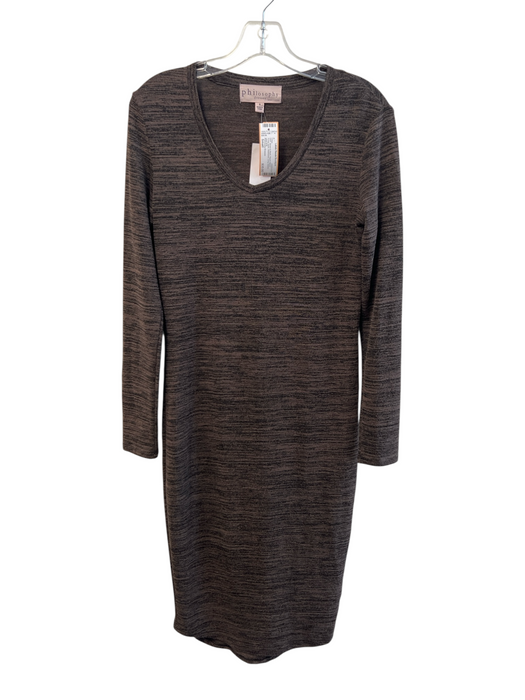 Philosophy Dresses Size Small Brown & Black Rayon Blend Scoop Neck Midi Dress Brown & Black / Small