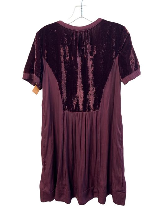 Maeve Size Medium Burgandy Viscose Blend round split neck Short Sleeve Dress Burgandy / Medium