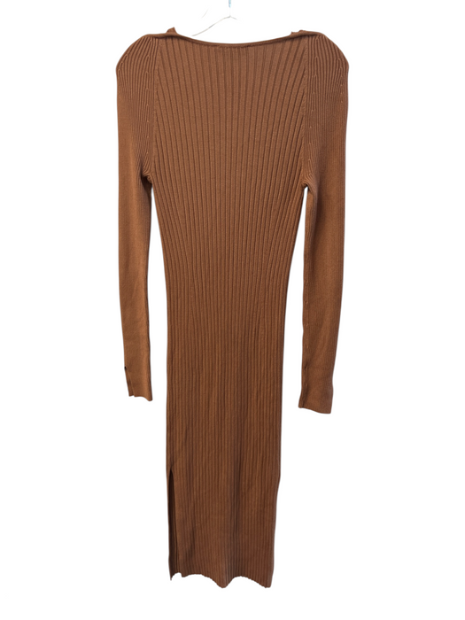 House of Harlow 1960 Size Small Light Brown Viscose Blend Ribbed Knit Dress Light Brown / Small