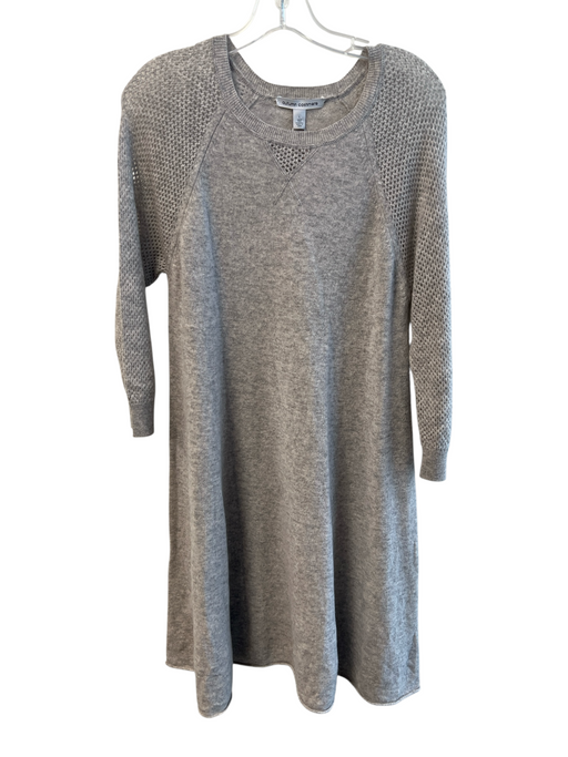 Autumn Cashmere Size Large Light Gray Cashmere Long Sleeve Mesh Sleeves Dress Light Gray / Large