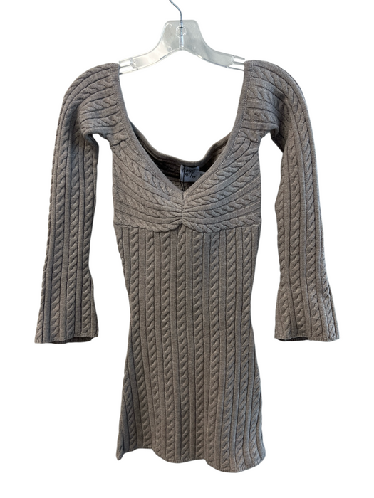 Princess Polly Size S/M Fog Misty Brown Polyester Blend Off Shoulder Dress Fog Misty Brown / S/M